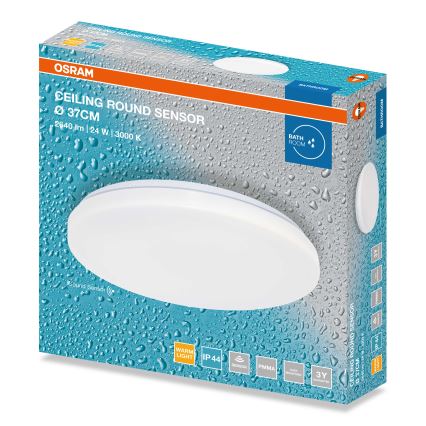 Osram - Oprawa sufitowa LED do łazienki z czujnikiem zmierzchu CEILING ROUND LED, 24 W, 230 V, 3000 K, Ø 37 cm, IP44, biała