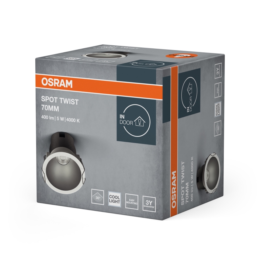 Osram - Oprawa wpuszczana LED SPOT TWIST LED/5W/230V 4000K śr. 7 cm biała/srebrna