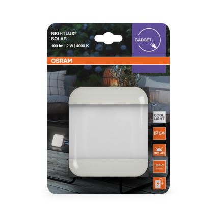 Osram - LED Przenośna lampa solarna NIGHTLUX LED/2W/5V IP54 szara