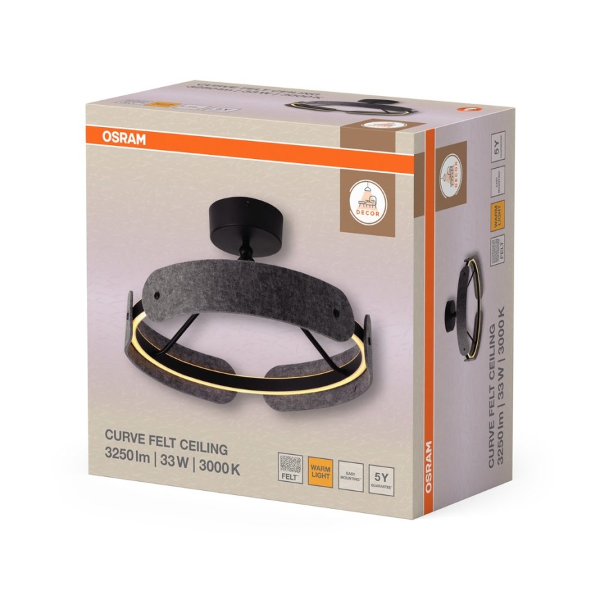 Osram - LED Przysufitowy żyrandol DECOR CURVE LED/33W/230V śr. 43 cm szary