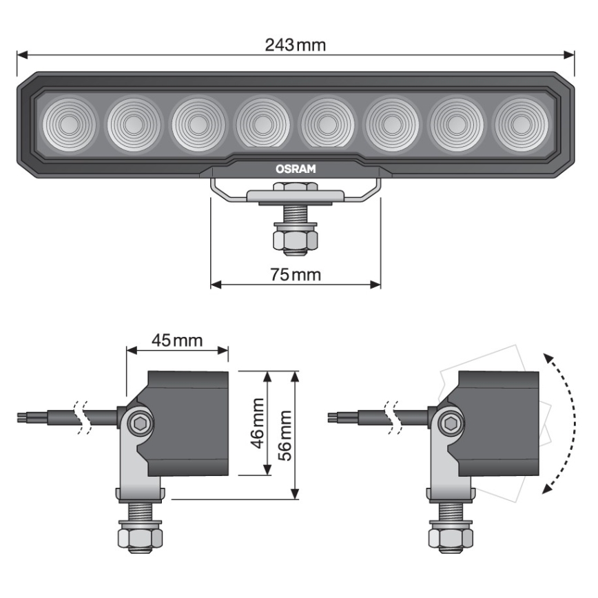 Osram - Reflektor punktowy LED do samochodu LIGHTBAR WL VX250-WD LED/36W/12/24V 6000K IP69