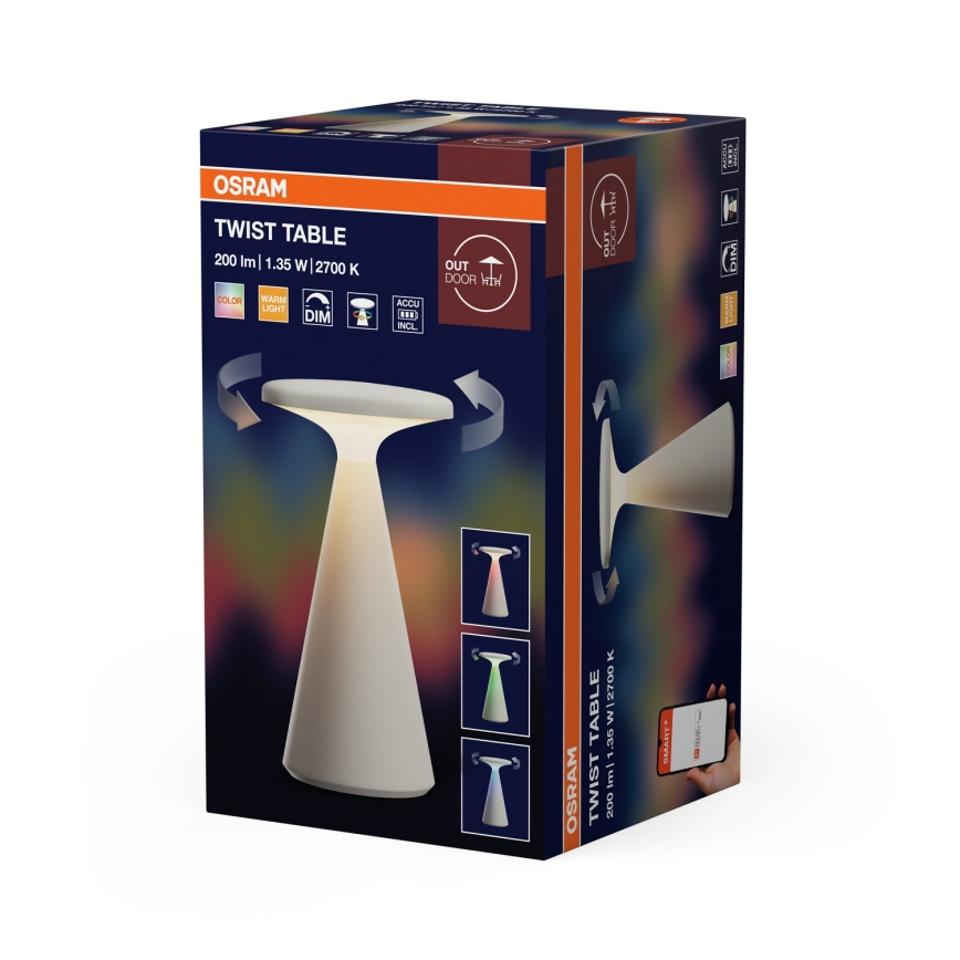 Osram - LED RGB ściemnialna dotykowa ładowalna lampa stołowa zewnętrzna SMART+ TWIST LED/1,35W/3,7V 1800 mAh IP44