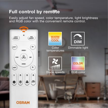 Osram - LED ściemnialna lampa sufitowa z wentylatorem MURLAN LED/26W/230V 3000-6500K + zdalne sterowanie