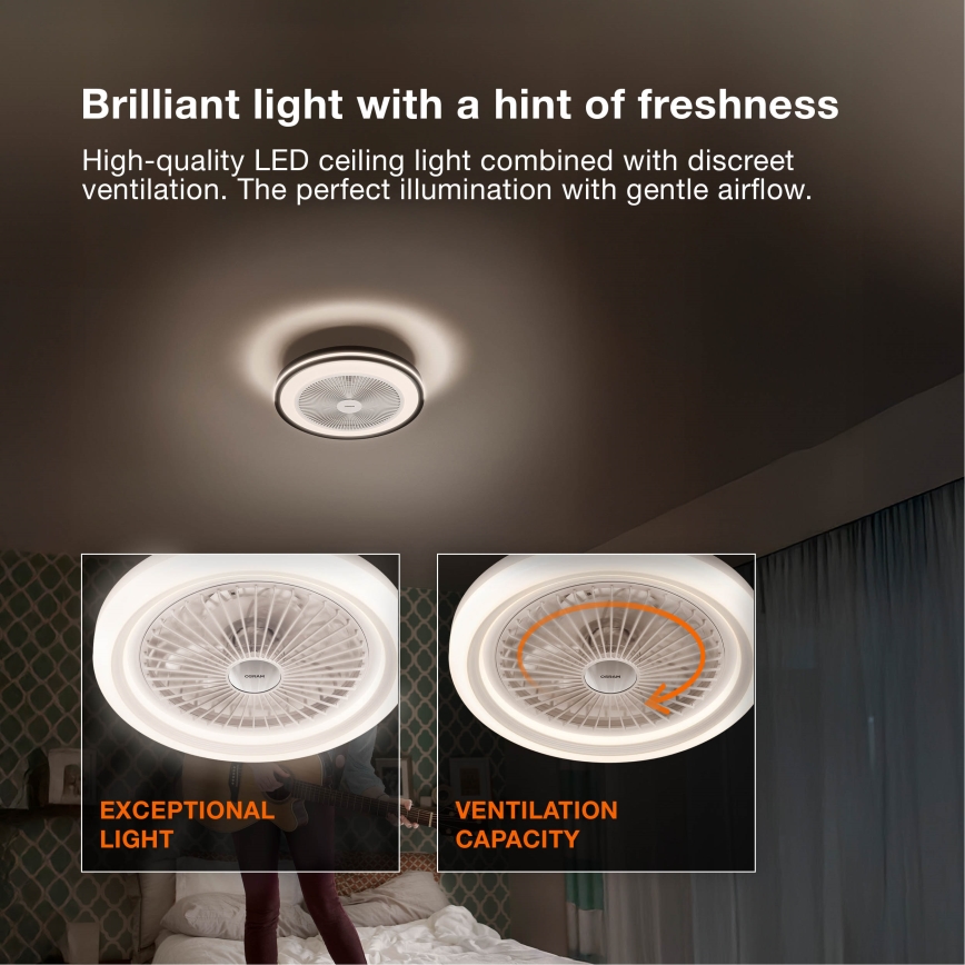 Osram - LED ściemnialna lampa sufitowa z wentylatorem MURLAN LED/26W/230V 3000-6500K + zdalne sterowanie