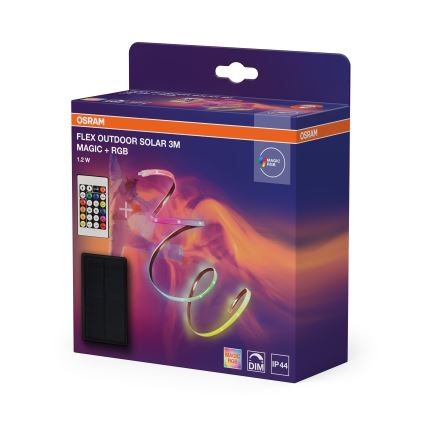 Osram - LED RGBW ściemnialny pasek solarny FLEX MAGIC 3m LED/1,2W/3,7V 2000 mAh IP44 + pilot zdalnego sterowania