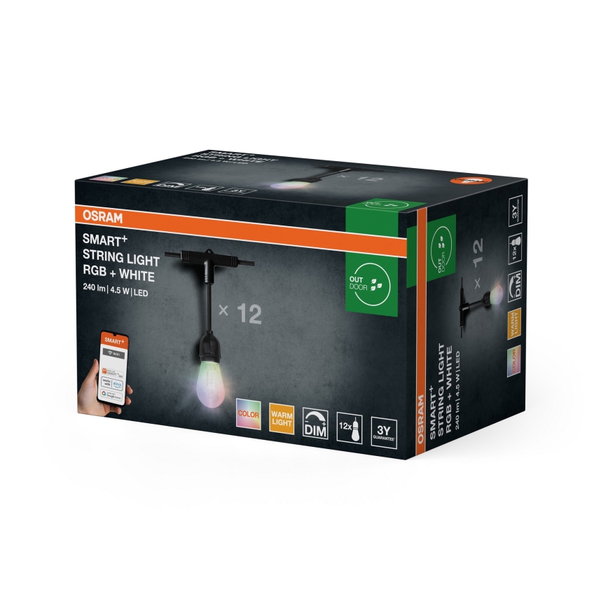 Osram - LED RGB ściemnialny zewnętrzny łańcuch świetlny SMART+ STRING 12xLED/230V 7,47m IP44 Wi-Fi