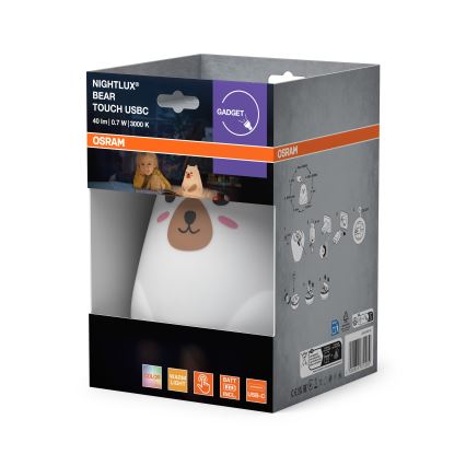 Osram - LED RGBW Ściemniana dziecięca lampka dotykowa NIGHTLUX BEAR LED/0,7W/3,7V 1200 mAh biała