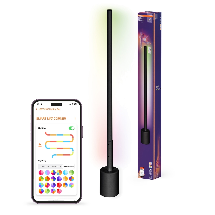 Osram - LED RGBW ściemnialna lampa podłogowa SMART+ FLOOR LED/8W/230V 2700-6500K Wi-Fi czarna + pilot zdalnego sterowania