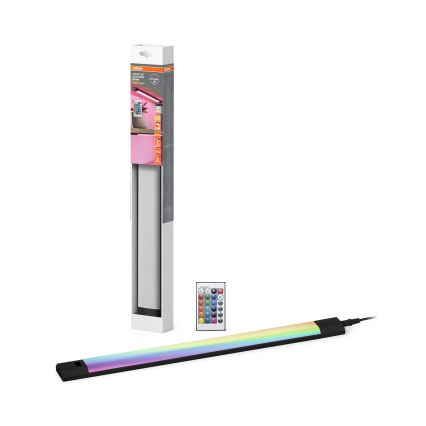 Osram - LED RGBW ściemnialna oprawa podszafkowa z czujnikiem ruchu LINEAR EDGE LED/8W/230V 50 cm czarna + pilot zdalnego sterowania