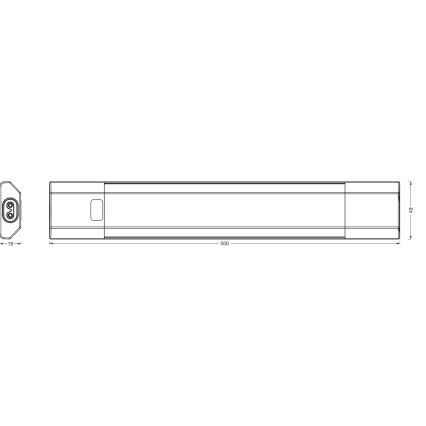 Osram - LED RGBW ściemnialna oprawa podszafkowa z czujnikiem ruchu LINEAR EDGE LED/8W/230V 50 cm czarna + pilot zdalnego sterowania