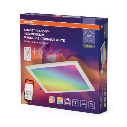 Osram - LED RGBW Ściemnialna lampa sufitowa SMART+ MAGIC LED/24W/230V 2700-6500K 45x45 cm Wi-Fi + pilot zdalnego sterowania