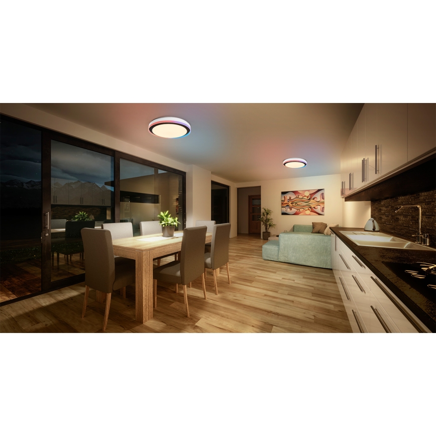 Osram - ściemnialna lampa sufitowa LED RGBW SMART+ MAGIC LED/38W/230V, średnica 49 cm, czarna, 2700-6500K, Wi-Fi