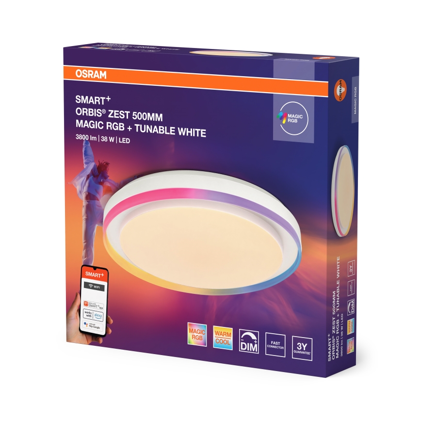 Osram - LED RGBW ściemnialna oprawa sufitowa SMART+ MAGIC LED/38W/230V śr. 49 cm biała 2700-6500K Wi-Fi