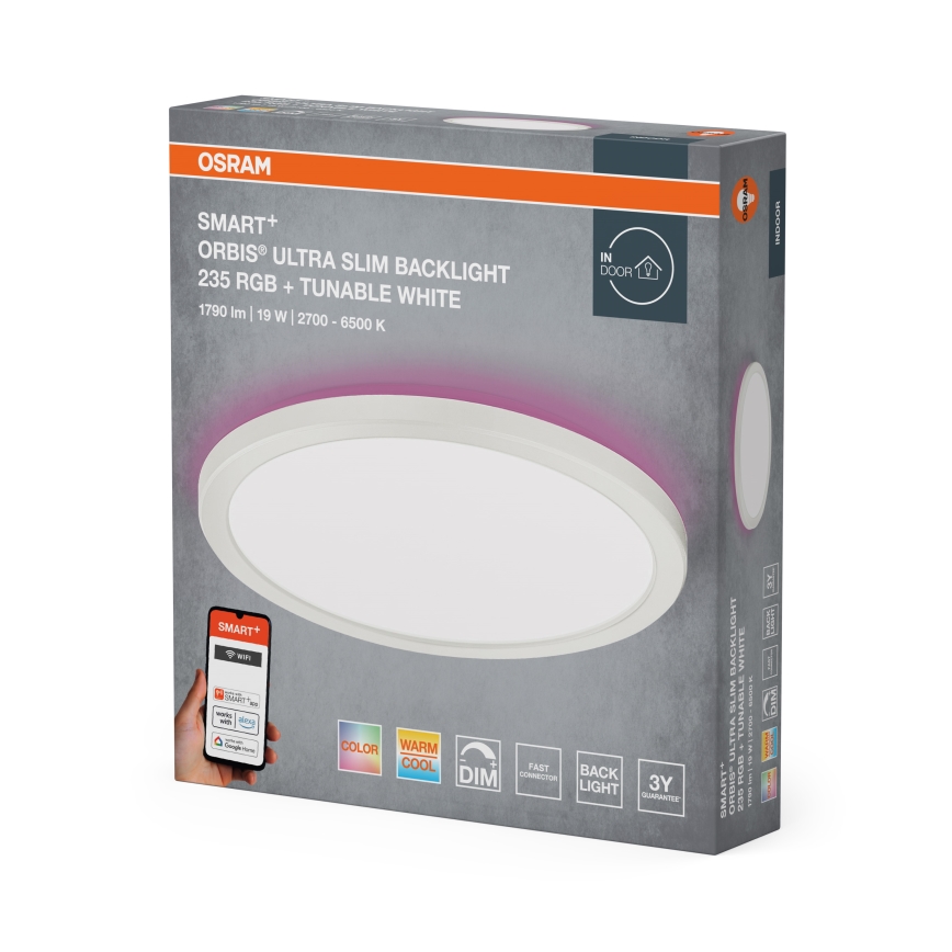 Osram - LED RGBW ściemnialna oprawa sufitowa SMART+ ORBIS LED/19W/230V śr. 23,5 cm 2700-6500K Wi-Fi