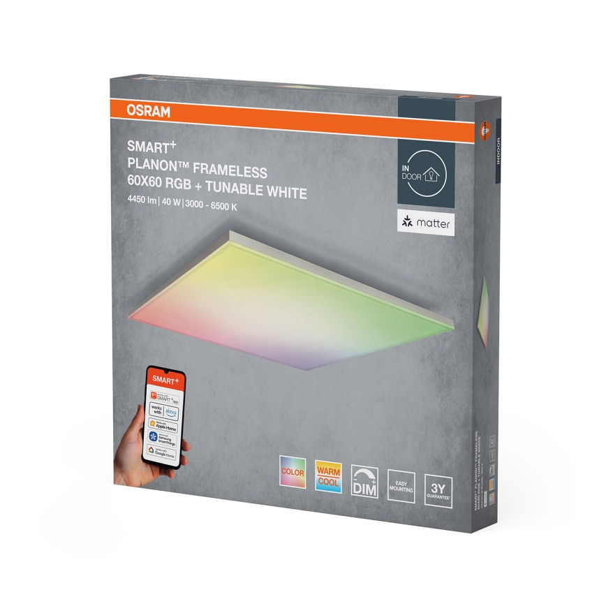Osram - LED RGBW Ściemnialna oprawa sufitowa SMART+ PLANON LED/40W/230V 60x60 cm 3000-6500K Wi-Fi