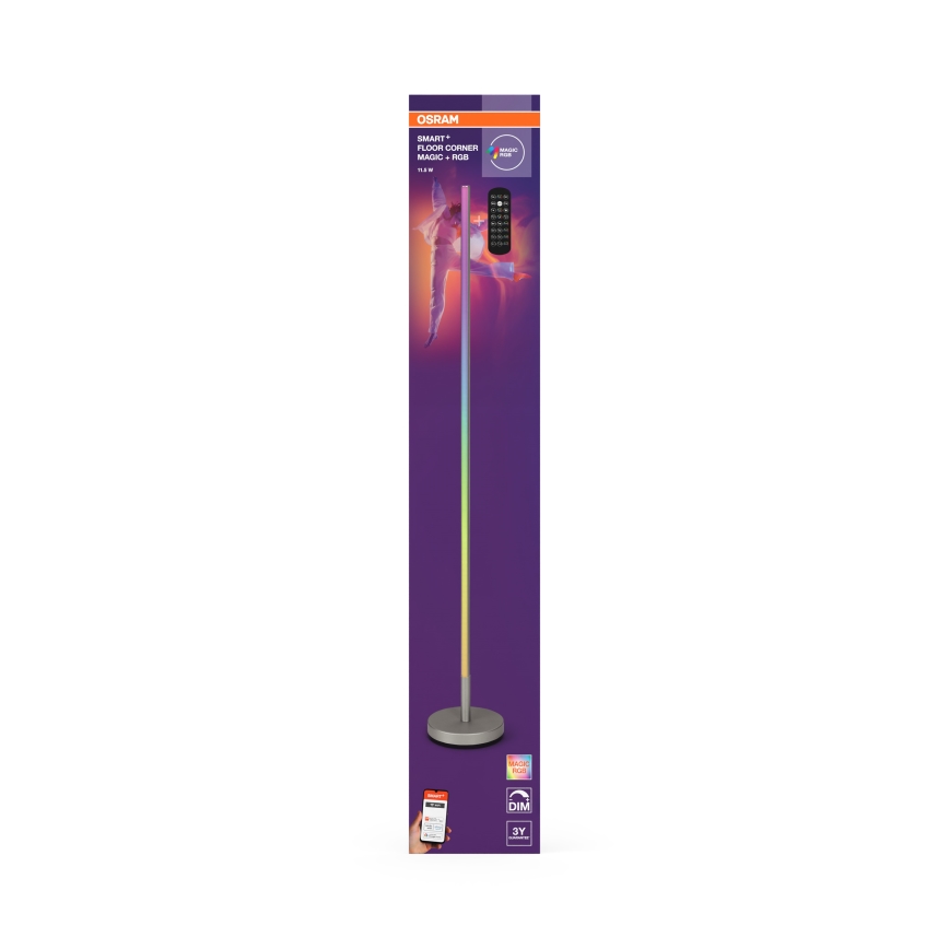 Osram - LED RGBW ściemnialna lampa stojąca SMART+ MAGIC LED/11,5W/230V 2700-6500K srebrna Wi-Fi + pilot zdalnego sterowania