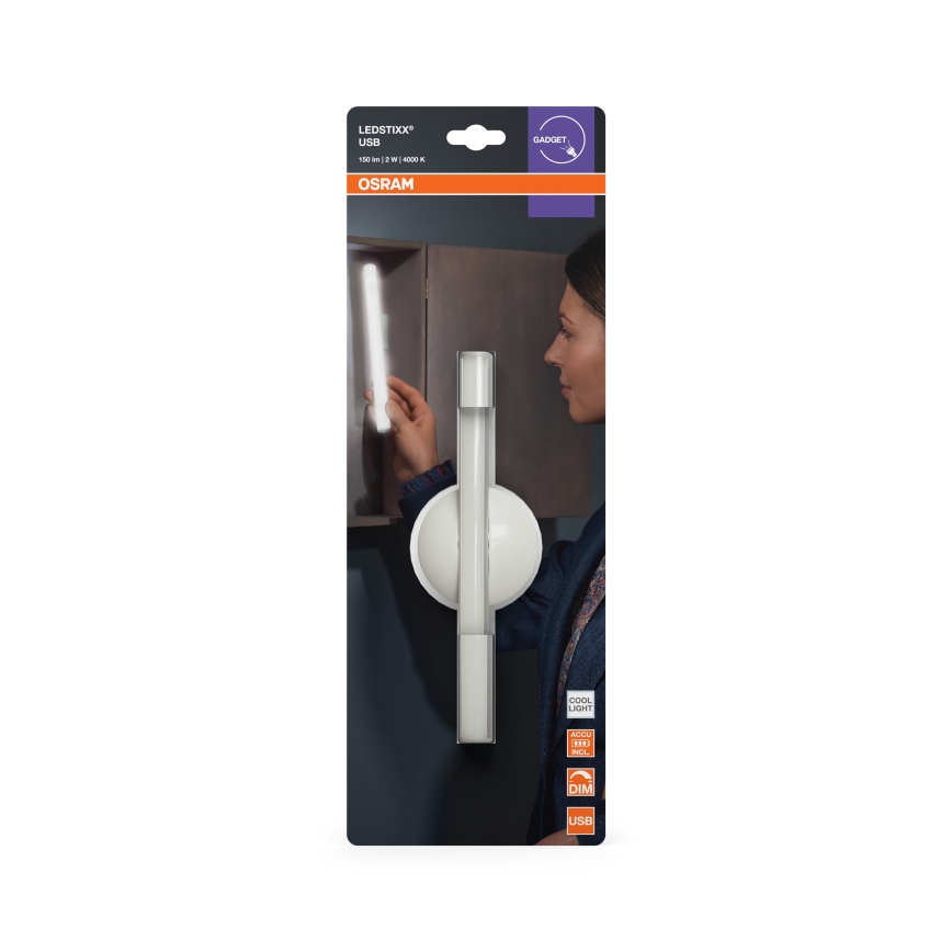 Osram - LED ściemnialna ładowalna oprawa orientacyjna LEDSTIXX LED/2W/5V CRI 90 biała