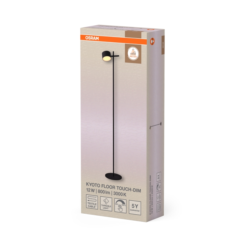 Osram - LED ściemniana dotykowa lampa podłogowa DECOR KYOTO LED/12W/230V CRI 90 czarna