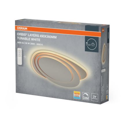 Osram - LED ściemnialna oprawa sufitowa ORBIS LAYERS LED/50W/230V 2600-6000K 36x49 cm biała + zdalne sterowanie