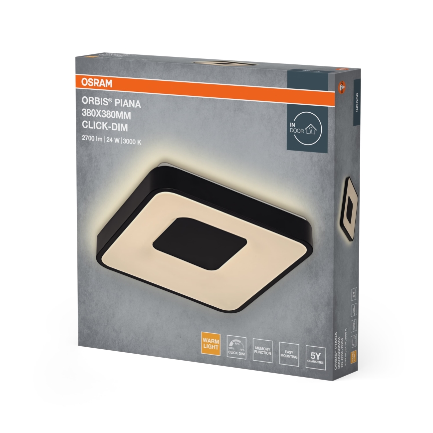 Osram - LED ściemnialna lampa sufitowa ORBIS PIANA LED/24W/230V 38x38 cm czarna