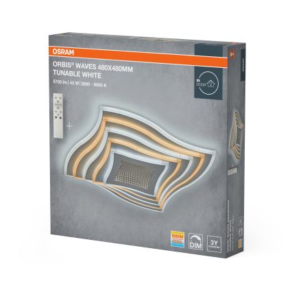 Osram - Ściemnialna oprawa sufitowa LED ORBIS WAVES LED/43W/230V 2600-6000K 48x48 cm biała + z pilotem