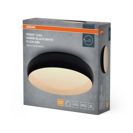 Osram - ściemnialna oprawa sufitowa LED ORBIS LIVIA LED/24W/230V śr. 43 cm czarna/biała