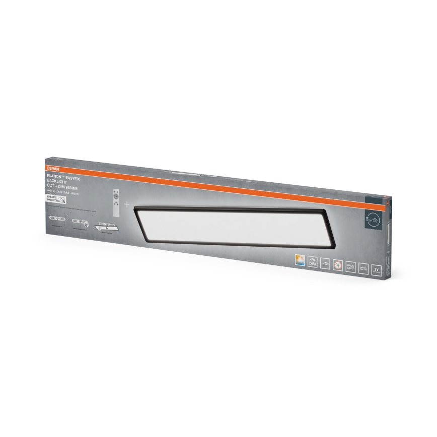 Osram - ściemnialna lampa sufitowa LED do łazienki PLANON EASYFIX LED/30W/230V 2600-6000K 20x98 cm IP54 czarna + zdalne sterowanie