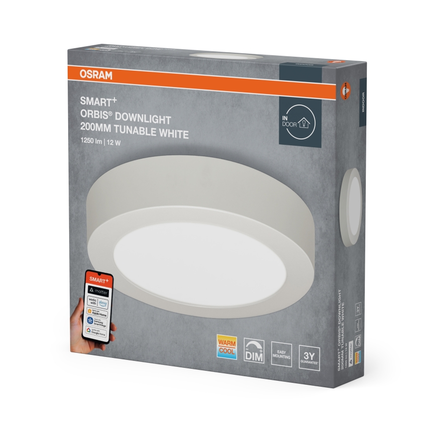 Osram - ściemnialna lampa sufitowa LED SMART+ DOWNLIGHT LED/12W/230V śr. 20 cm 3000-6500K Wi-Fi