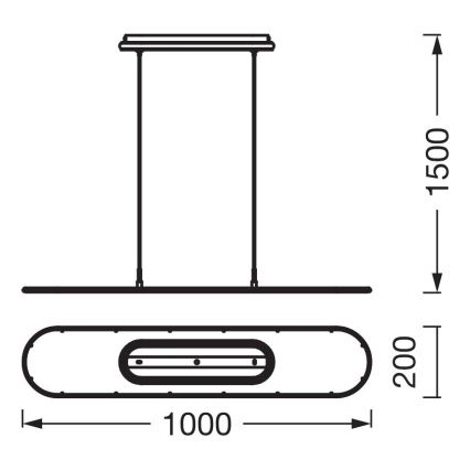 Osram - ściemnialna lampa wisząca na przewodzie OFFICE LINE LED/57W/230V 4000K 100 cm CRI 90 czarna