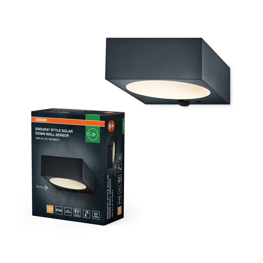 Osram - LED ściemnialna solarna oprawa ścienna z czujnikiem ENDURA STYLE LED/10,7W/4,2V 2000 mAh IP65 antracyt