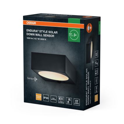 Osram - LED ściemnialna solarna oprawa ścienna z czujnikiem ENDURA STYLE LED/10,7W/4,2V 2000 mAh IP65 antracyt