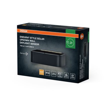 Osram - ściemnialny kinkiet solarny LED ENDURA STYLE LED/7,6W/4,2V 2000 mAh IP65 antracyt