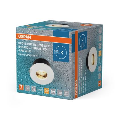 Osram - LED oprawa wpuszczana do łazienki SPOT 1xGU10/4,3W/230V 2700K CRI 90, średnica 8,5 cm, IP65, biała