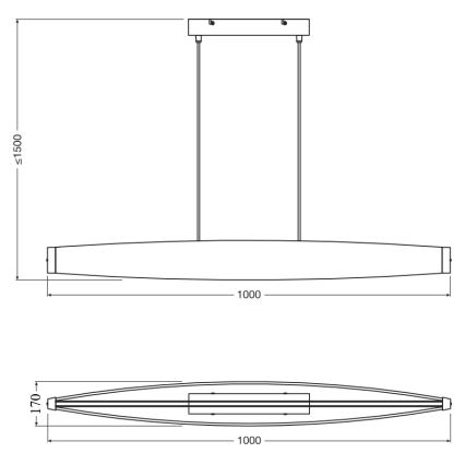 Osram - LED żyrandol na lince DECOR FLAT LED/23W/230V szary