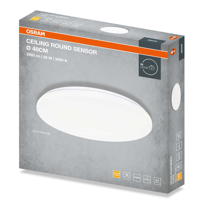 Osram - LED oprawa sufitowa z czujnikiem zmierzchu CEILING ROUND LED/36W/230V 3000K śr. 48 cm biała