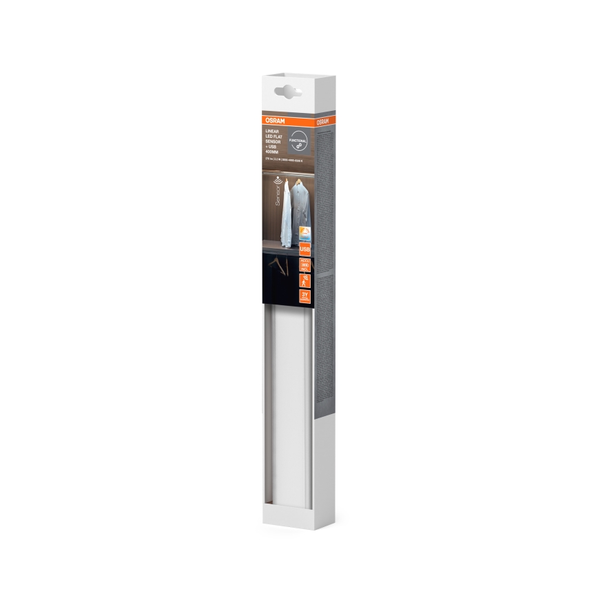 Osram - Oprawa podszafkowa LED z czujnikiem ruchu i zmierzchu LINEAR LED/3,2W/3,7V 500 mAh 3000/4000/6500K 40 cm szara
