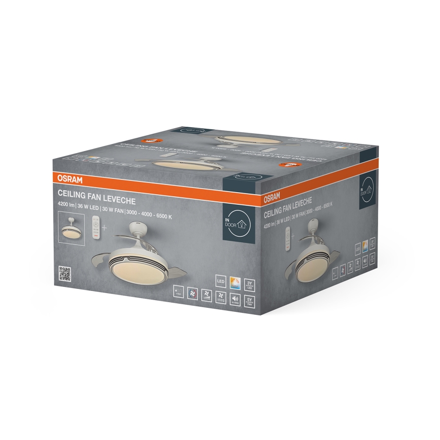 Osram - ściemnialna lampa sufitowa LED z wentylatorem LEVECHE LED/36W/230V 3000/4000/6500K + pilot zdalnego sterowania