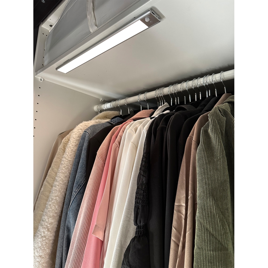 Osram - Oprawa podszafkowa LED LINEAR z czujnikiem ruchu i zmierzchu, 4 W, 3,7 V, 1500 mAh, 3000/4000/6500 K, 60 cm, szary