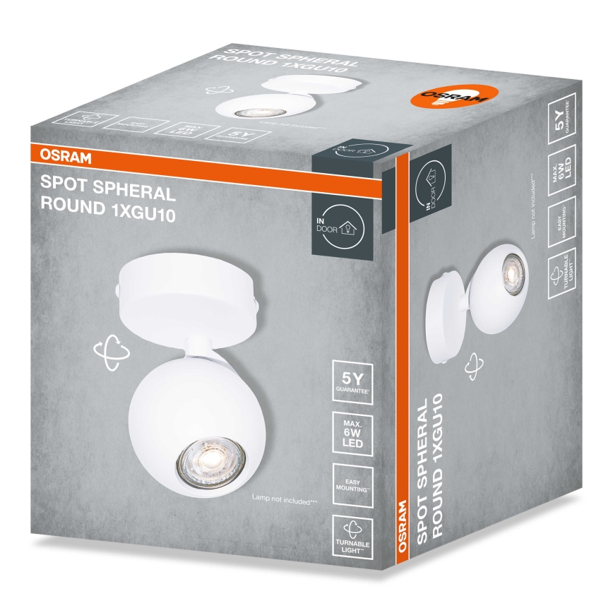 Osram - Oprawa punktowa SPOT SPHERAL 1xGU10/6W/230V biała