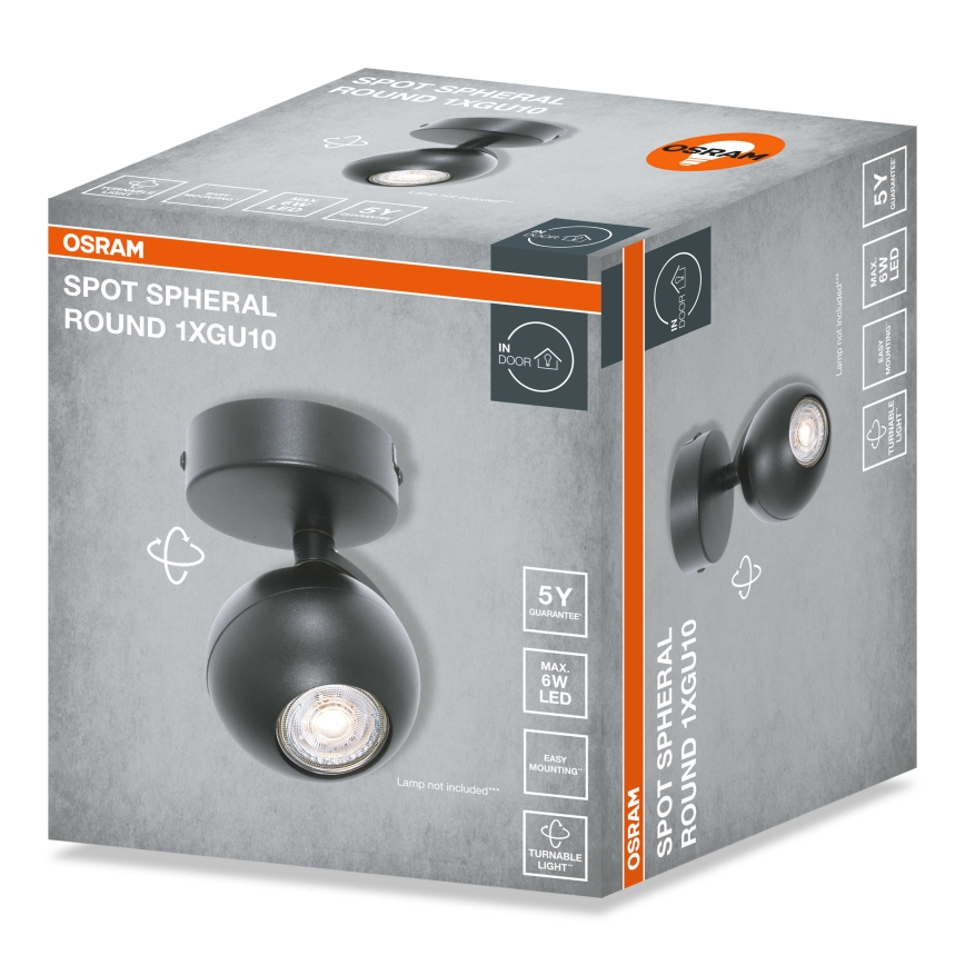 Osram - Oprawa punktowa SPOT SPHERAL 1xGU10/6W/230V czarna
