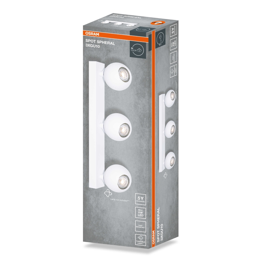 Osram - Oprawa punktowa SPOT SPHERAL 3xGU10/6W/230V biała