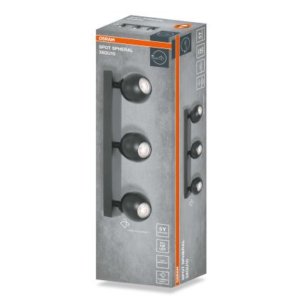 Osram - Oprawa punktowa SPOT SPHERAL 3xGU10/6W/230V czarna
