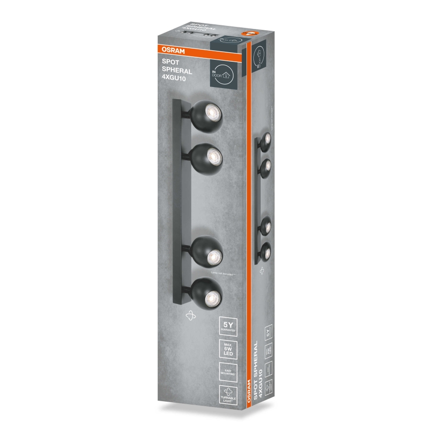Osram - Oprawa punktowa SPOT SPHERAL 4xGU10/6W/230V czarna