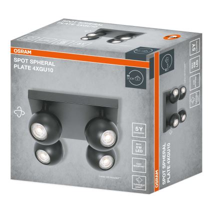 Osram - Oprawa punktowa SPOT SPHERAL 4xGU10/6W/230V czarna
