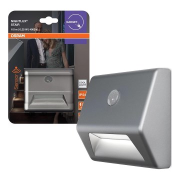 Osram - oprawa schodowa LED z czujnikiem NIGHTLUX LED/0,25W/3xAAA IP54 srebrna