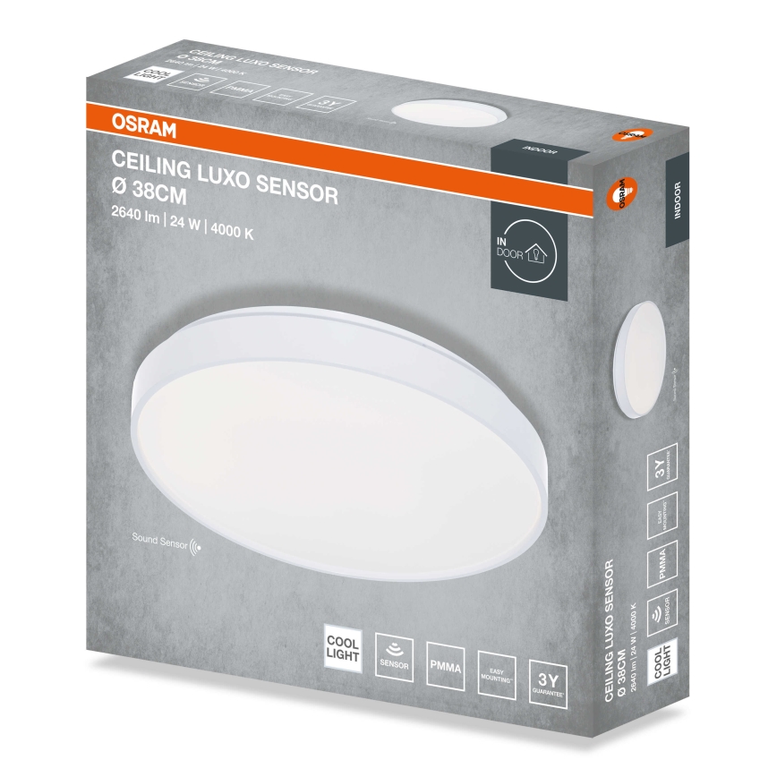 Osram - Oprawa sufitowa LED z czujnikiem zmierzchu CEILING LUXO LED/24W/230V Ø 38 cm biała
