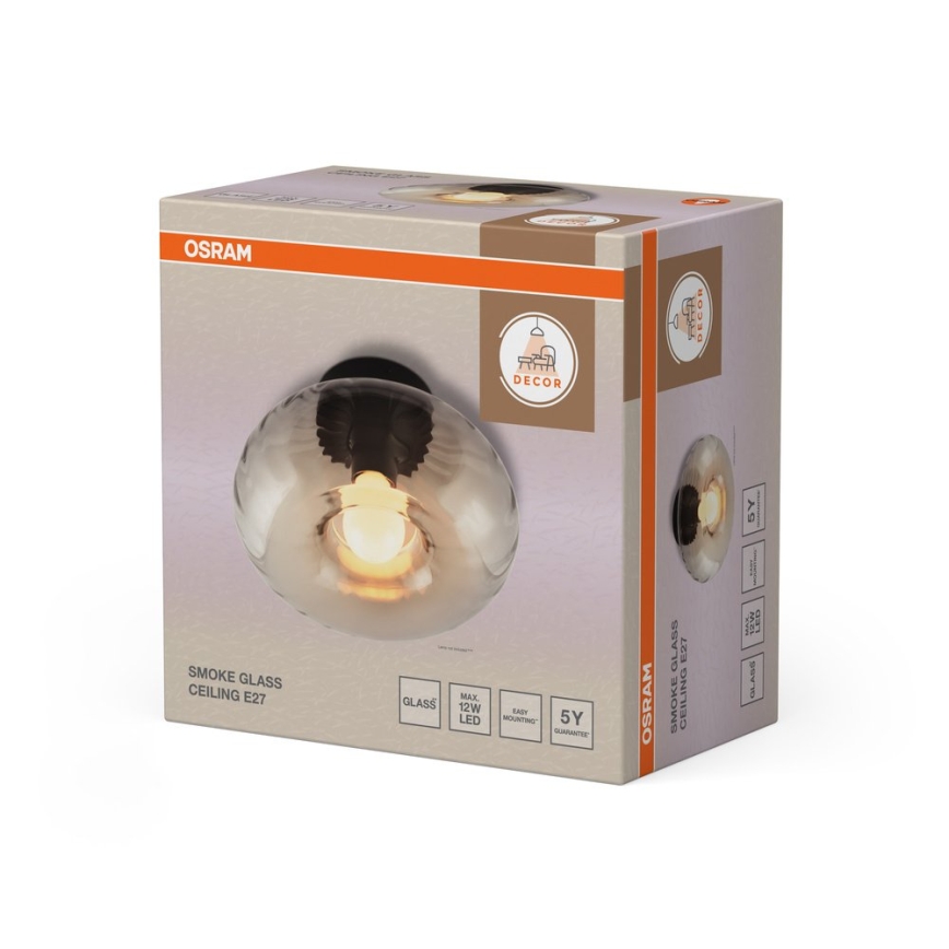 Osram - Oprawa sufitowa DECOR SMOKE 1xE27/12W/230V średnica 28 cm czarny/dymiony szary