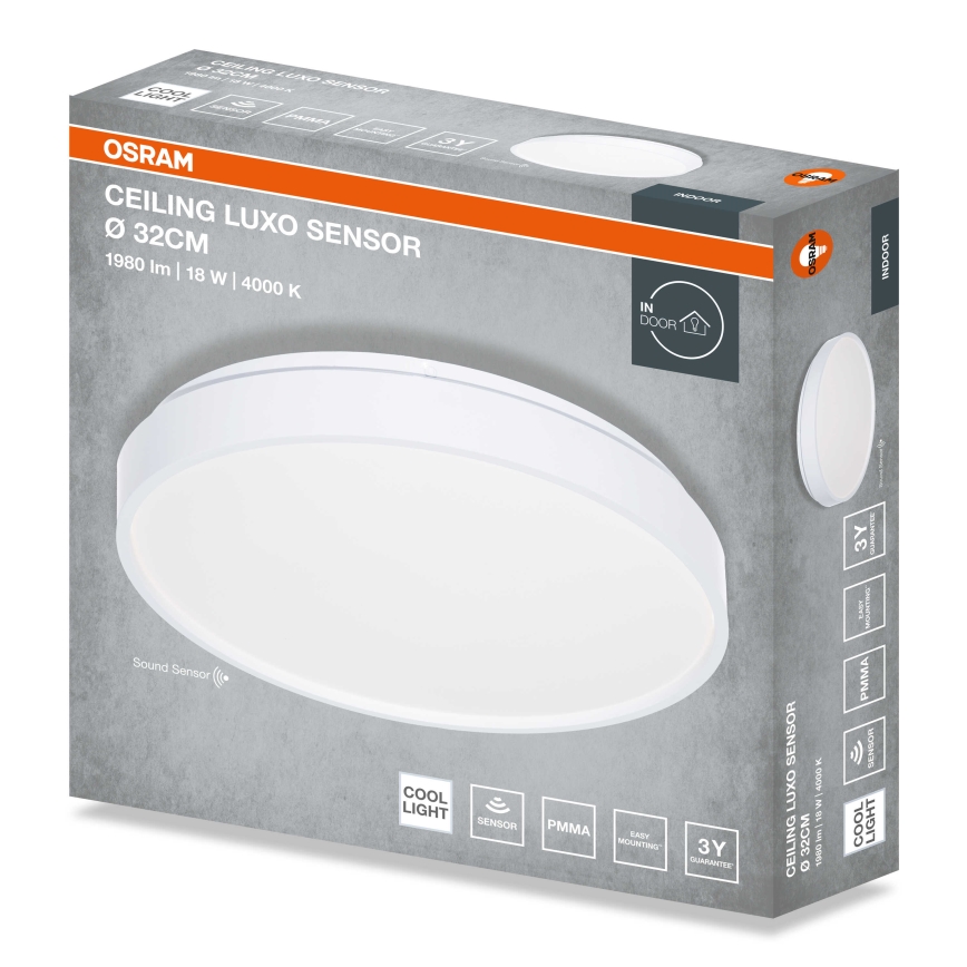 Osram - Oprawa sufitowa LED z czujnikiem zmierzchu CEILING LUXO LED/18W/230V śr. 32 cm biała