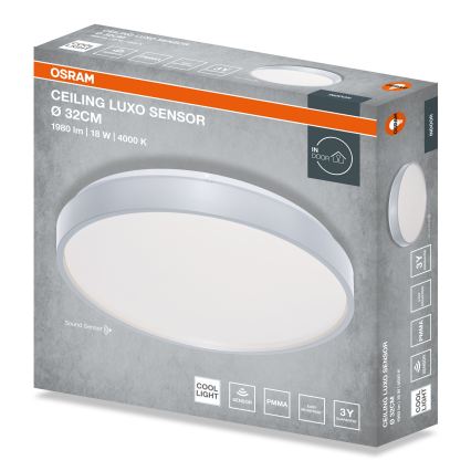 Osram - Lampa sufitowa LED z czujnikiem zmierzchu CEILING LUXO LED/18W/230V, Ø 32 cm, srebrna