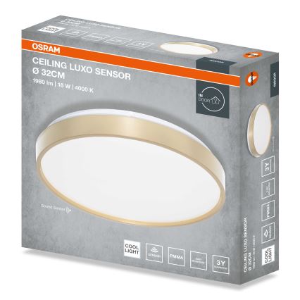 Osram - Lampa sufitowa LED z czujnikiem zmierzchu CEILING LUXO LED/18W/230V średnica 32 cm złota